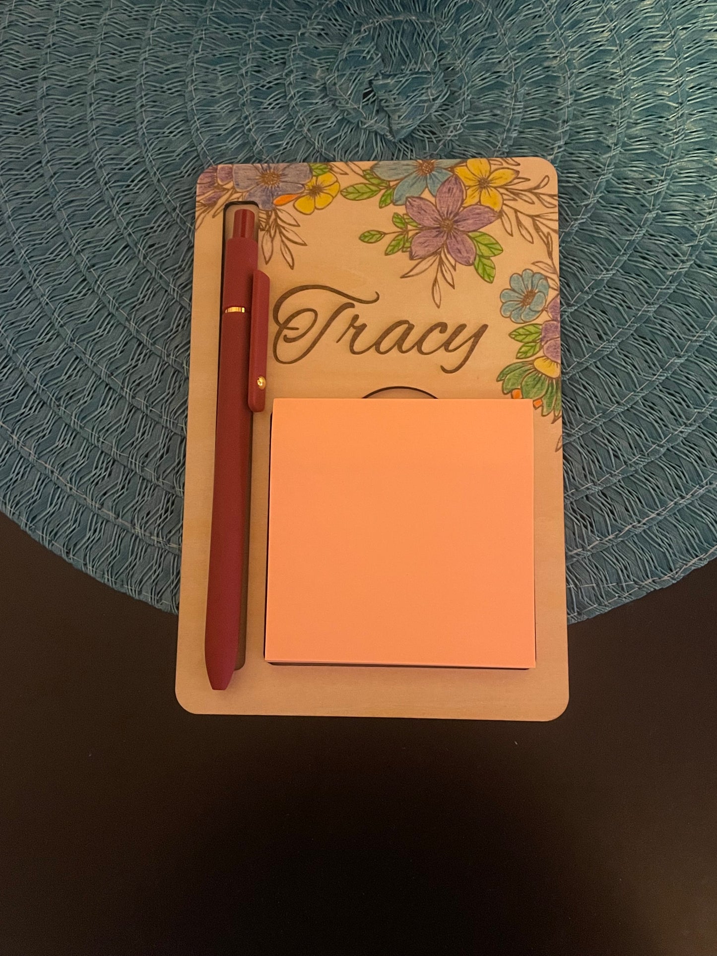 Personalized Floral Sticky Note Holder