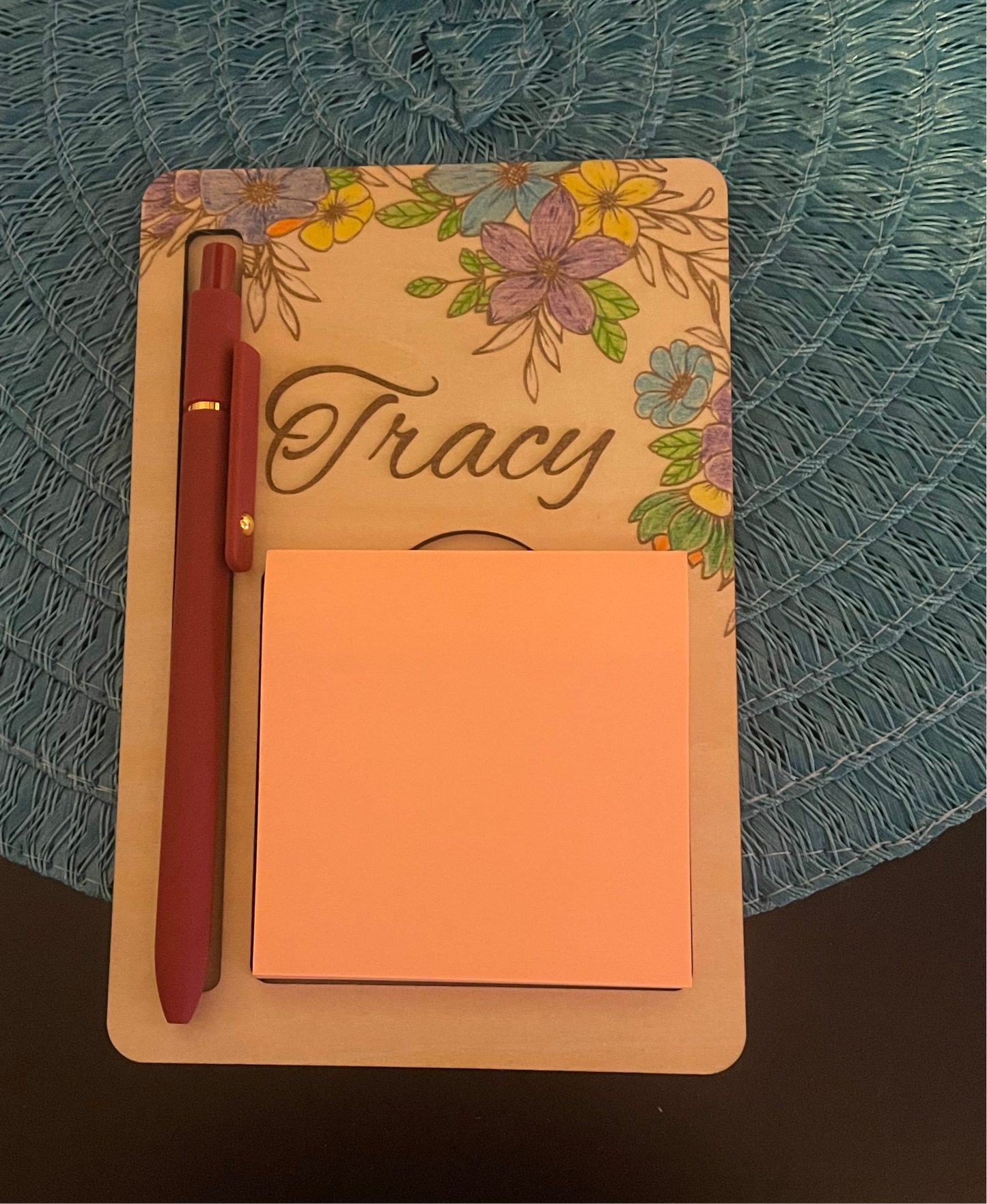 Personalized Floral Sticky Note Holder