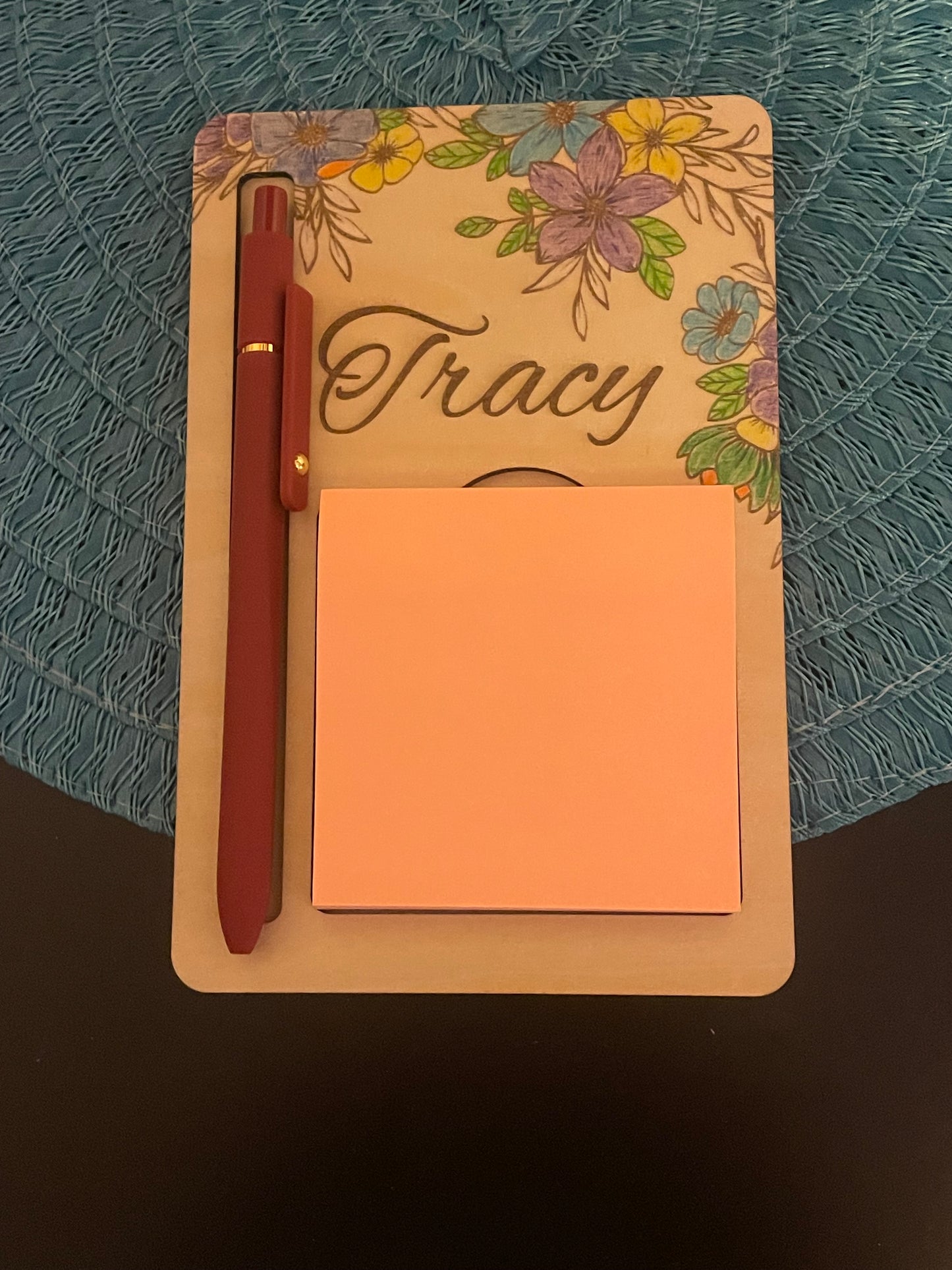 Personalized Floral Sticky Note Holder