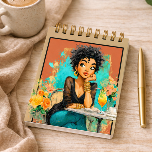 Pocket Notebook | Black Girl Sitting Curious