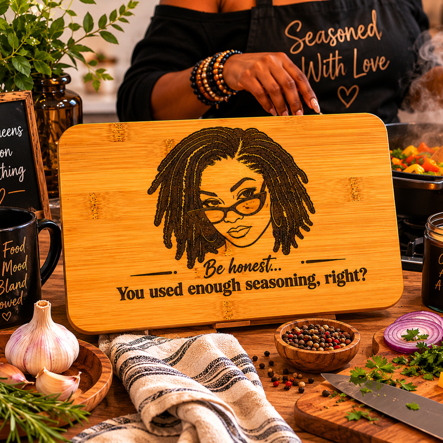 “You Used Enough Seasoning, Right?” Engraved Bamboo Cutting Board