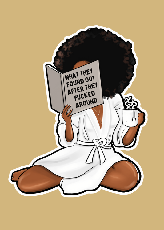 STI-0002 | STICKER - Black Woman Reading, FAFO