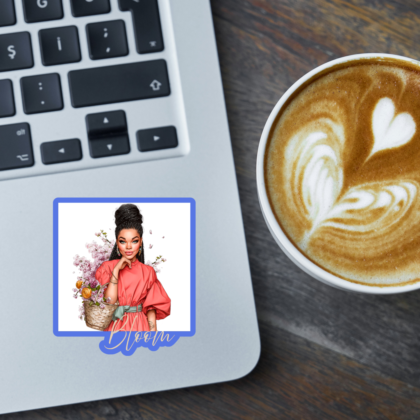 STI-0064 | STICKER - Bloom, Black Woman with Flowers