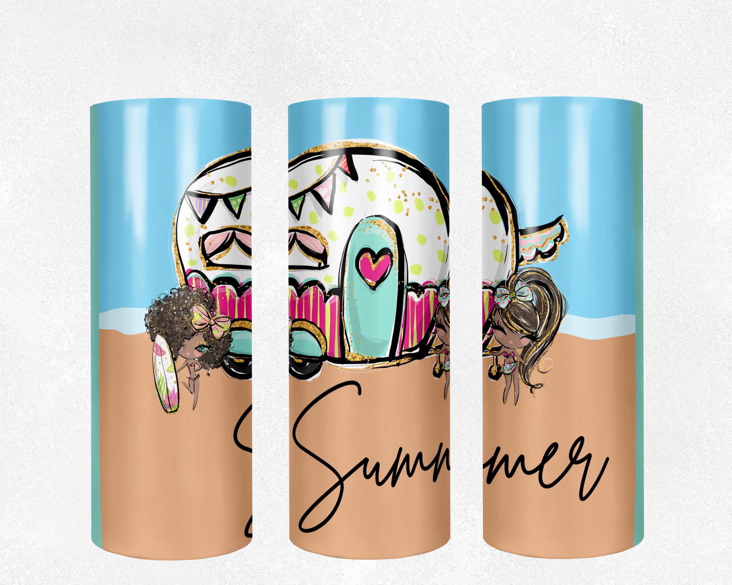 Summer Beach Day 20 oz Skinny Tumbler