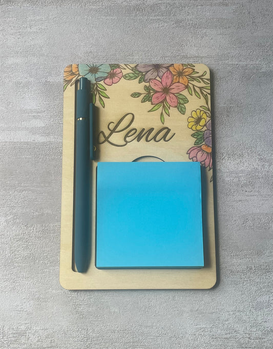 Personalized Floral Sticky Note Holder