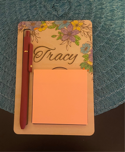 Personalized Floral Sticky Note Holder