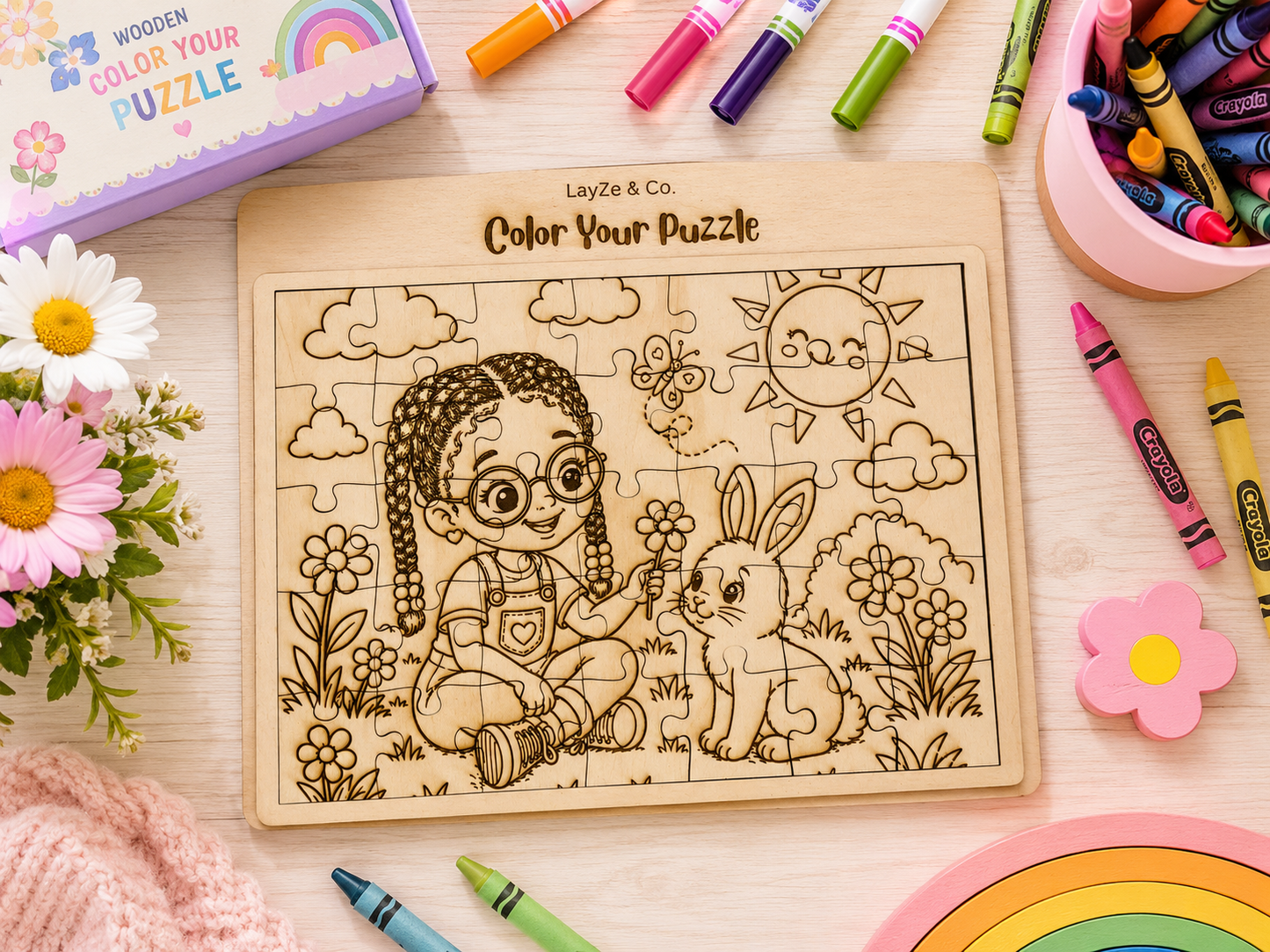 35 Piece Wooden Jigsaw Puzzle | Color Your Puzzle (Copy)
