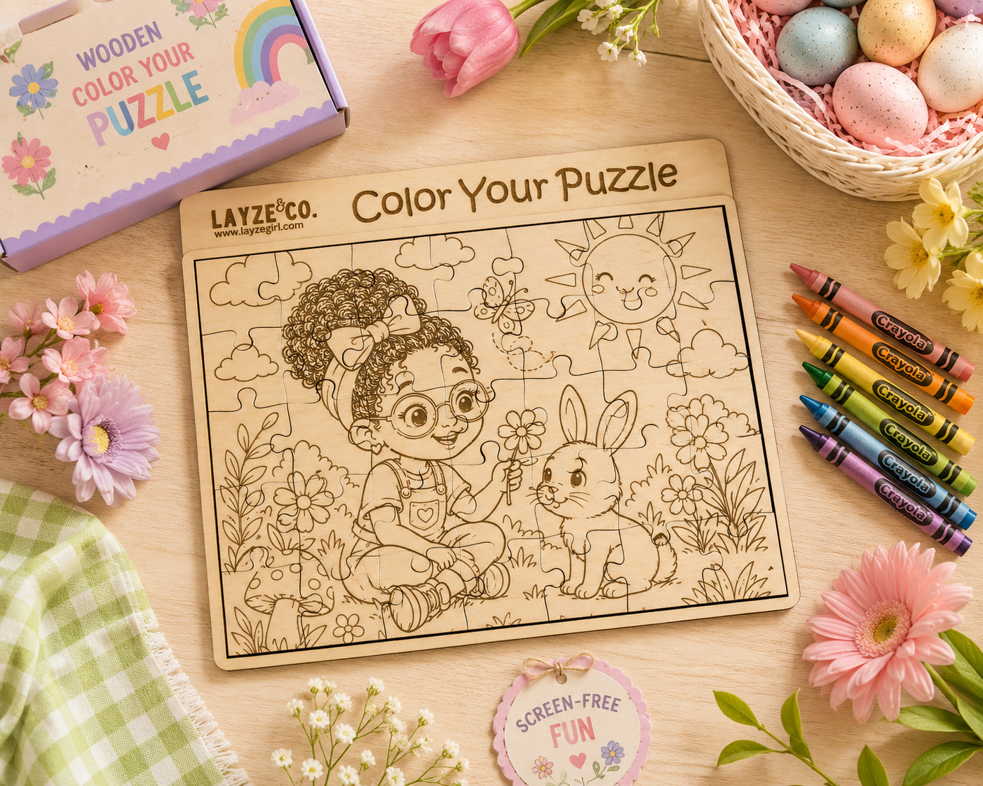 35 Piece Wooden Jigsaw Puzzle | Color Your Puzzle