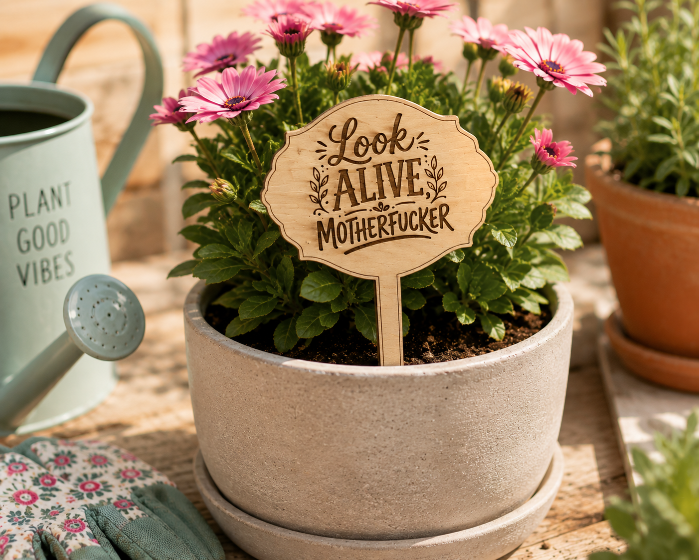 Funny & Sassy Wooden Garden Stakes