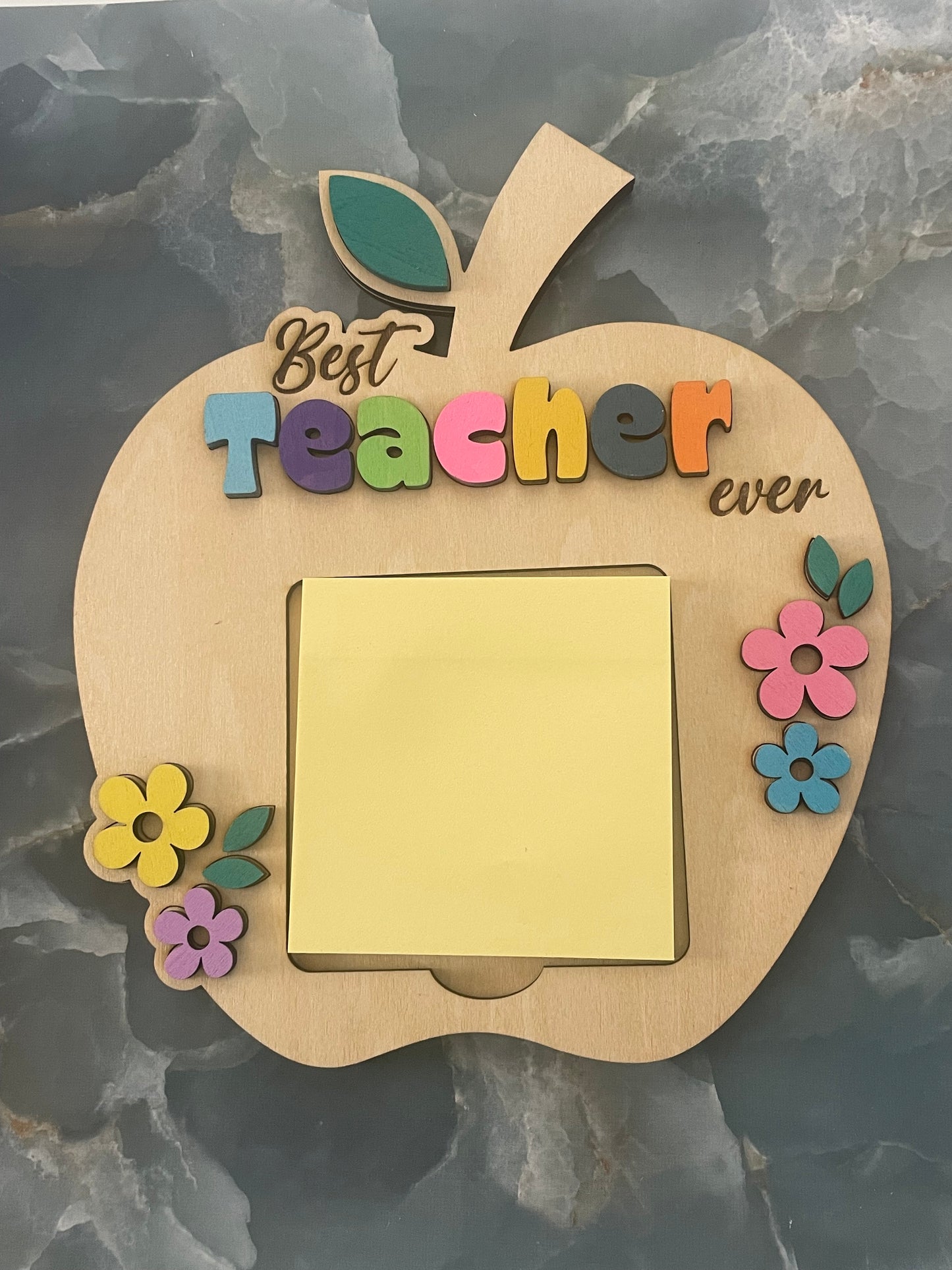 Personalized Best Teacher Ever Apple-shaped Sticky Note Holder