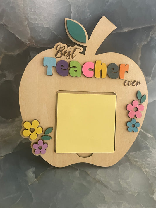Personalized Best Teacher Ever Apple-shaped Sticky Note Holder