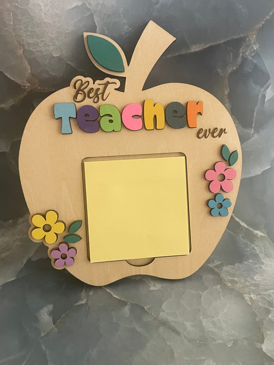 Personalized Best Teacher Ever Apple-shaped Sticky Note Holder