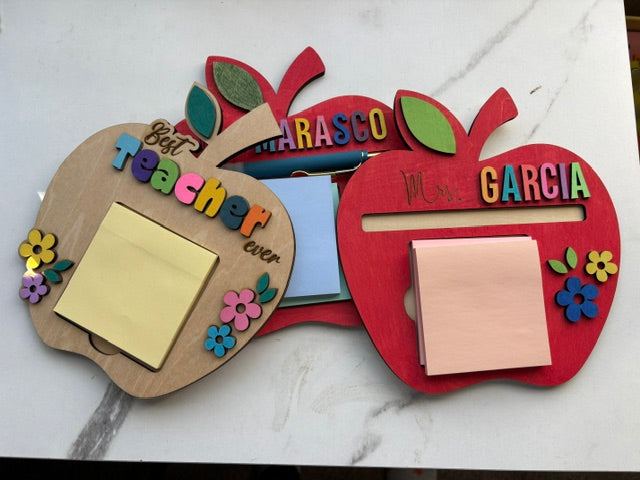 Personalized Teacher Apple-shaped Sticky Note Holder