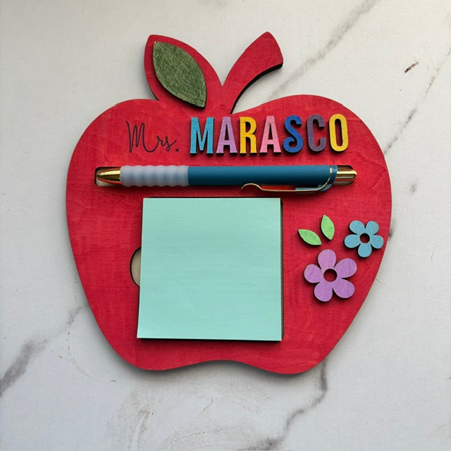 Personalized Teacher Apple-shaped Sticky Note Holder