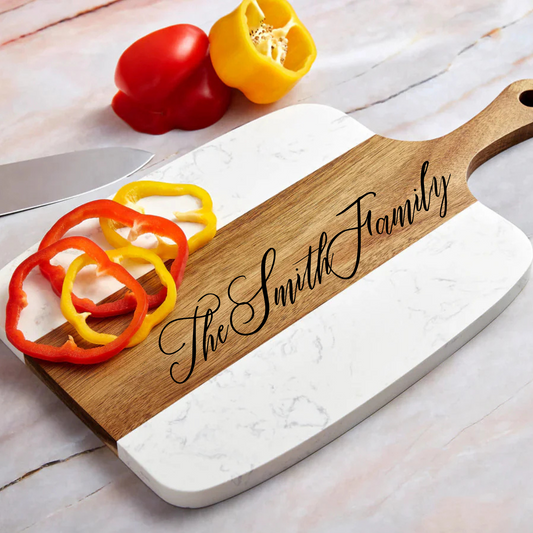 Personalized Marble & Wood Cutting Board
