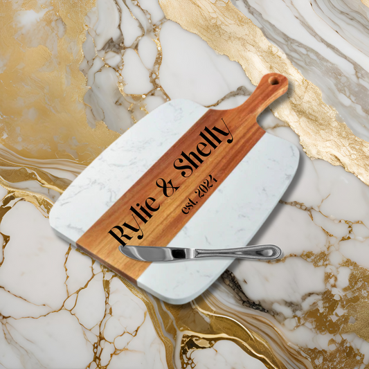Personalized Marble & Wood Cutting Board