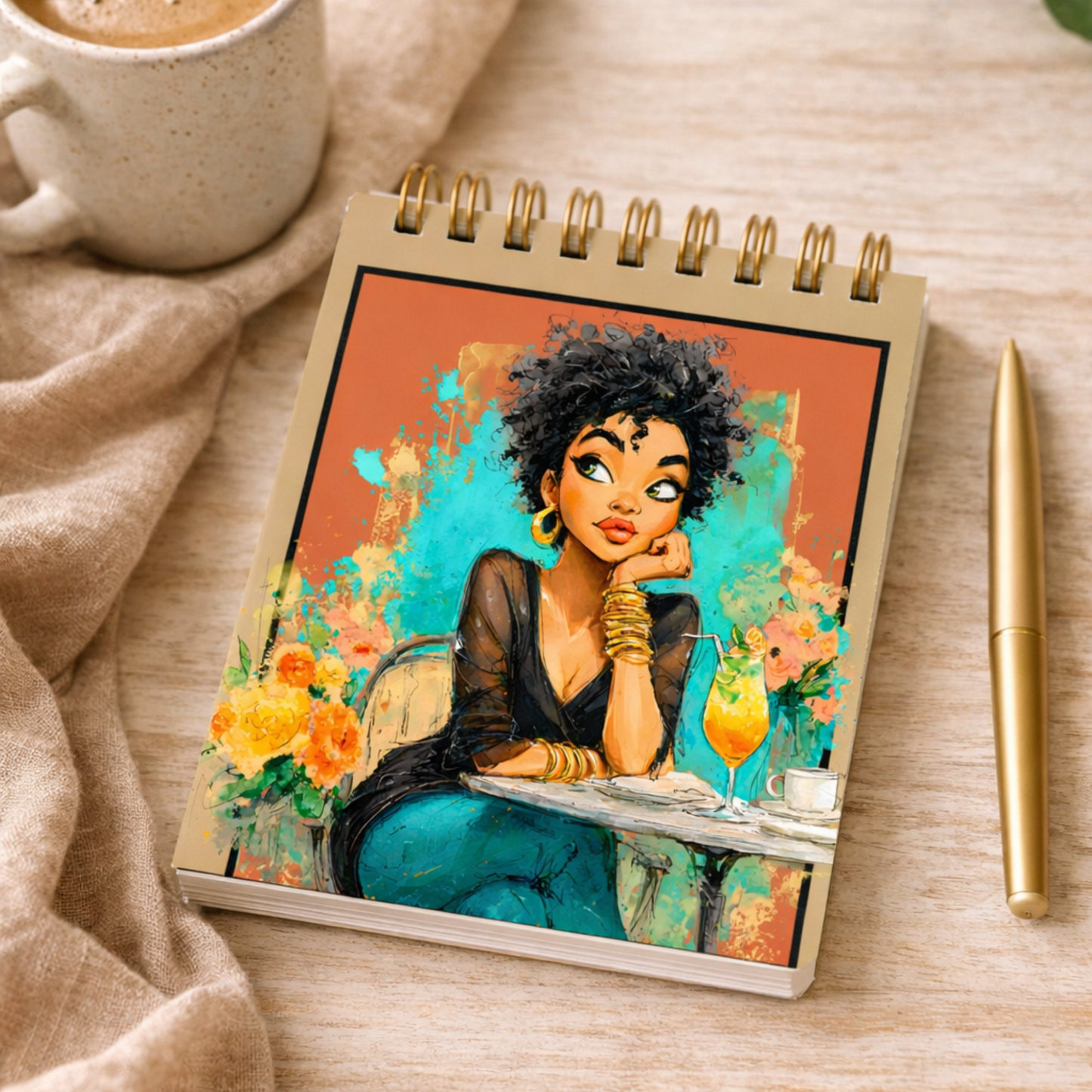 Pocket Notebook | Black Girl Sitting Curious