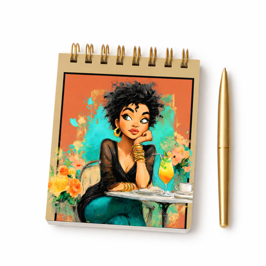 Pocket Notebook | Black Girl Sitting Curious