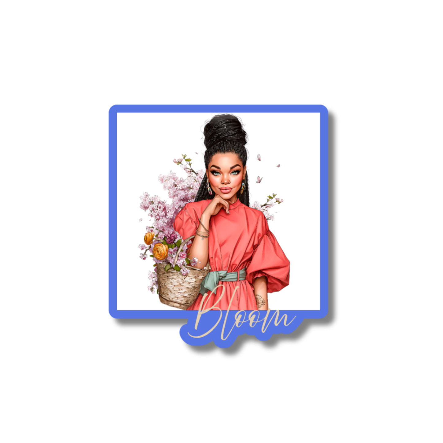 STI-0064 | STICKER - Bloom, Black Woman with Flowers