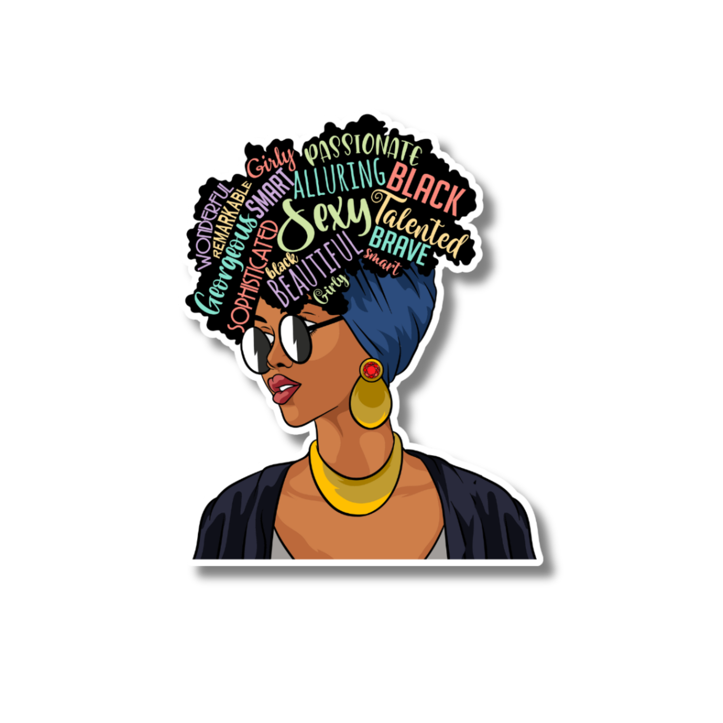 STI-0032 | STICKER - Black Woman with Affirmations Headwrap
