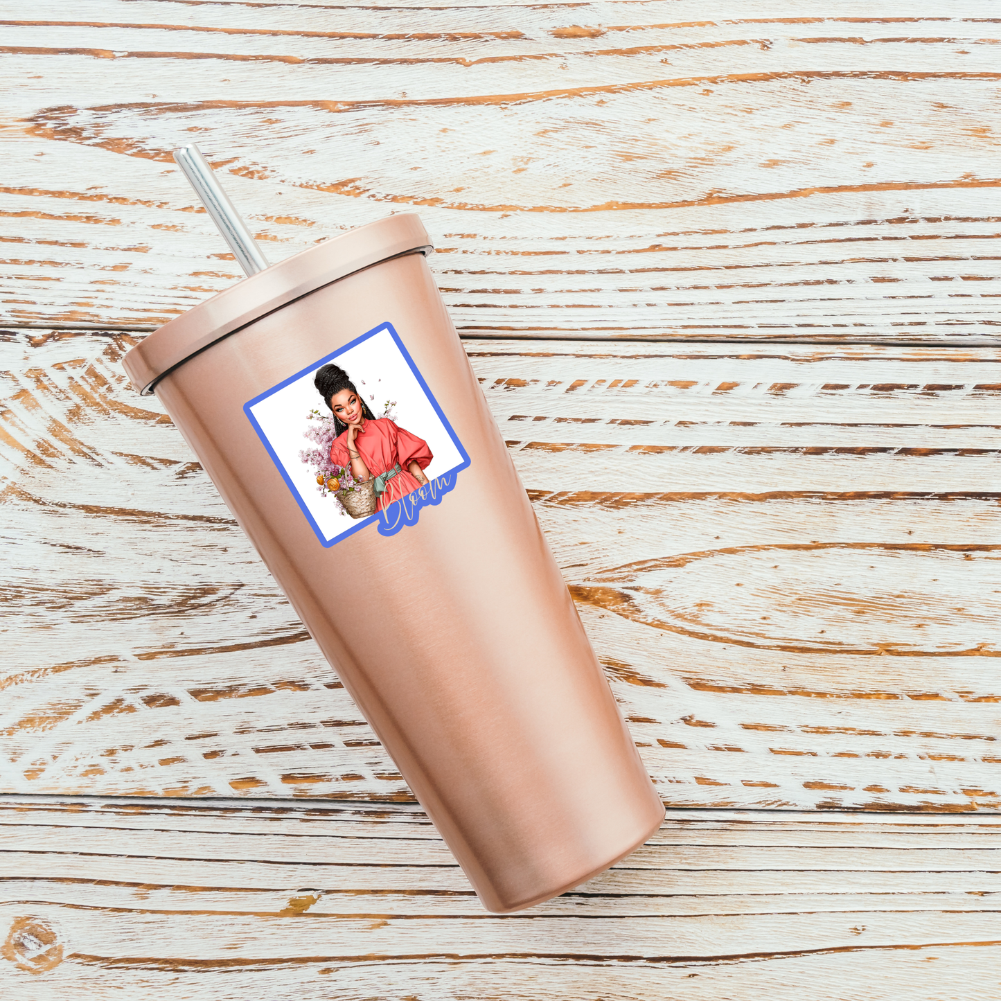 STI-0064 | STICKER - Bloom, Black Woman with Flowers