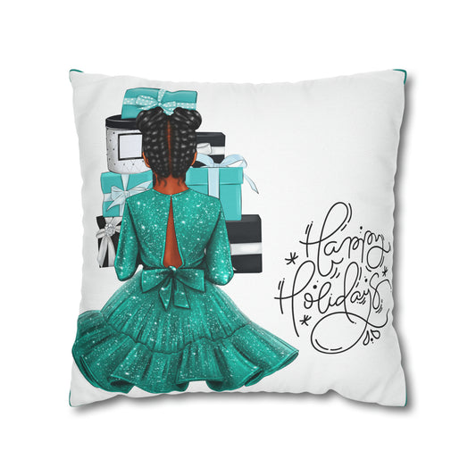 Holiday Accent Pillow - Happy Holidays Teal