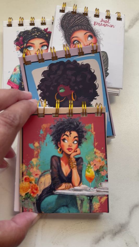 Pocket Notebook | Black Girl Sitting Curious