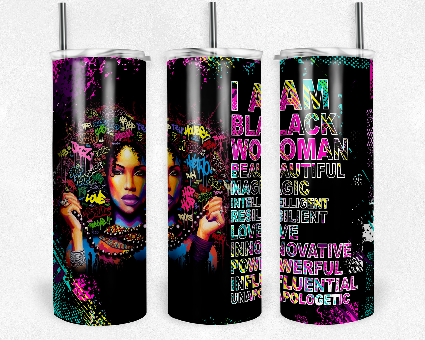 I AM Black Woman 20 oz Skinny Tumbler