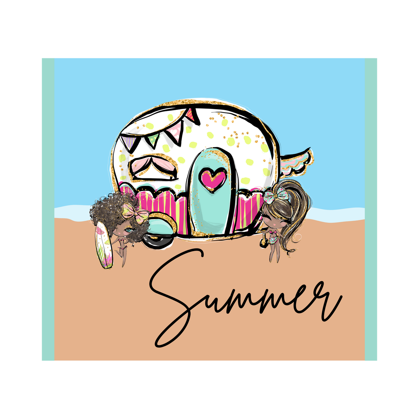 Summer Beach Day 20 oz Skinny Tumbler