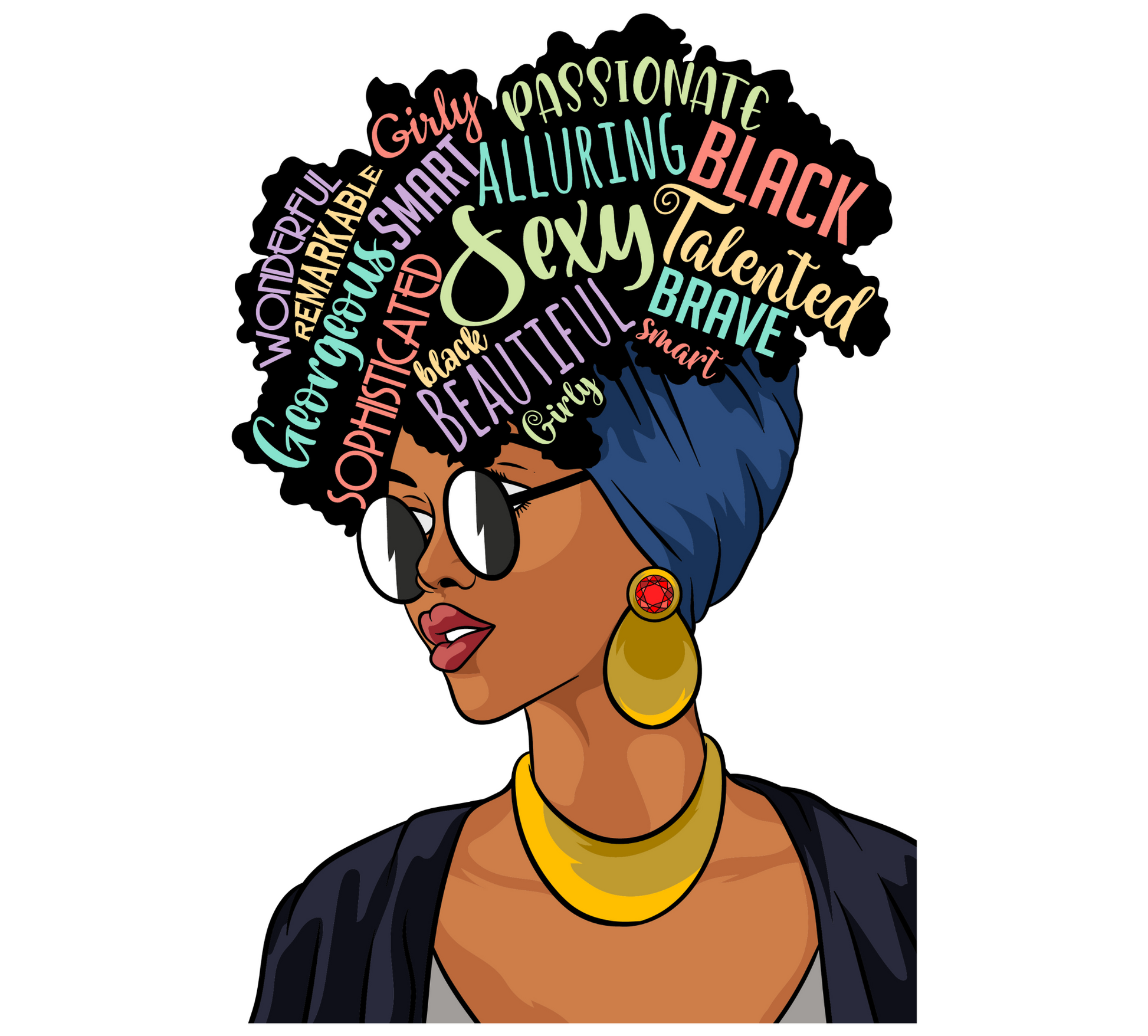 20 Oz Skinny Tumbler Design, Colorful African Woman, Black Woman